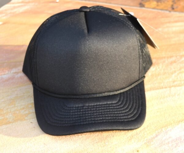 Black all foam hat example All black foam trucker hat