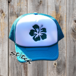 Hibiscus embroidered flower on a foam trucker hat