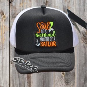Soul of a mermaid embroidered on a foam trucker hat
