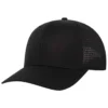 laser ventilated black curved bill trucker hat