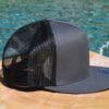 Charcoal and black mesh flat side Flat Bill with Mesh Back Trucker Hat