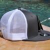 Charcoal and white mesh flat side Flat Bill with Mesh Back Trucker Hat