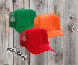 Green orange red Foam Trucker Hat mockups