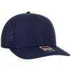laser cut ventilated navy curved bill trucker hat