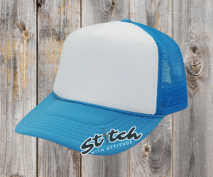 White and electric blue Foam Trucker Hat