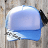 White and light blue Foam Trucker Hat