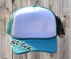 White and teal Foam Trucker Hat