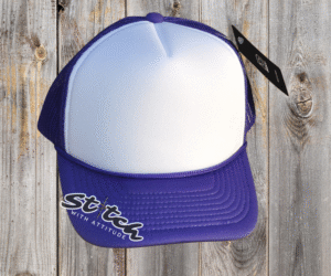 White with purple Foam Trucker Hat
