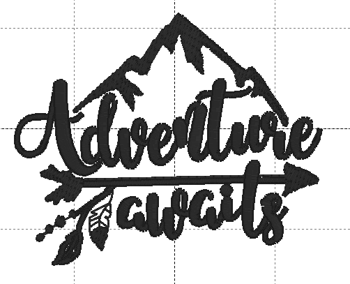 Adventure awaits embroidery design that can be used on many products
