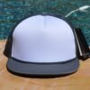 gray white foam flat blank Flat Bill with Foam Trucker Hat
