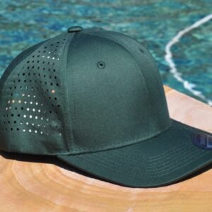 laser ventilated dark green curved bill trucker hat laser ventilated dark green curved bill trucker hat