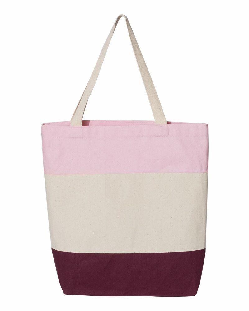 q-tees tote purple Tri-Color Canvas Bag