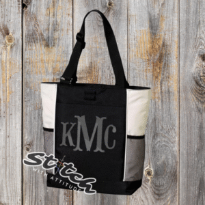 Blank Canvas two tone bag with monogram on the front