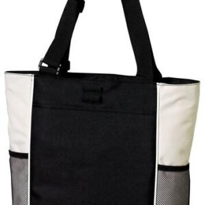 Port Authority B5160 Panel Tote gray stone Stone and black large tote with zipper and multiple pockets