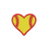 Single softball heart embroidery design