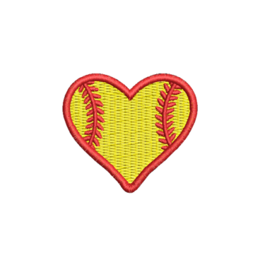 Single softball heart embroidery design