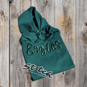 Dark Green Hoodie with puff embroidery of mascots Dark Green Hoodie with puff embroidery of mascots