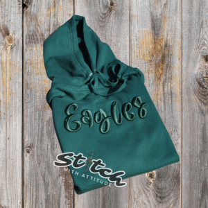 Dark Green Hoodie with puff embroidery of mascots Dark Green Hoodie with puff embroidery of mascots