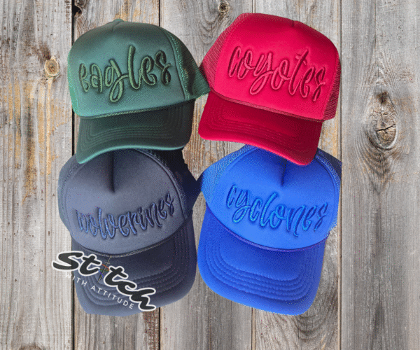 Mascot name foam trucker hat tone on tone Mascot name foam trucker hat tone on tone