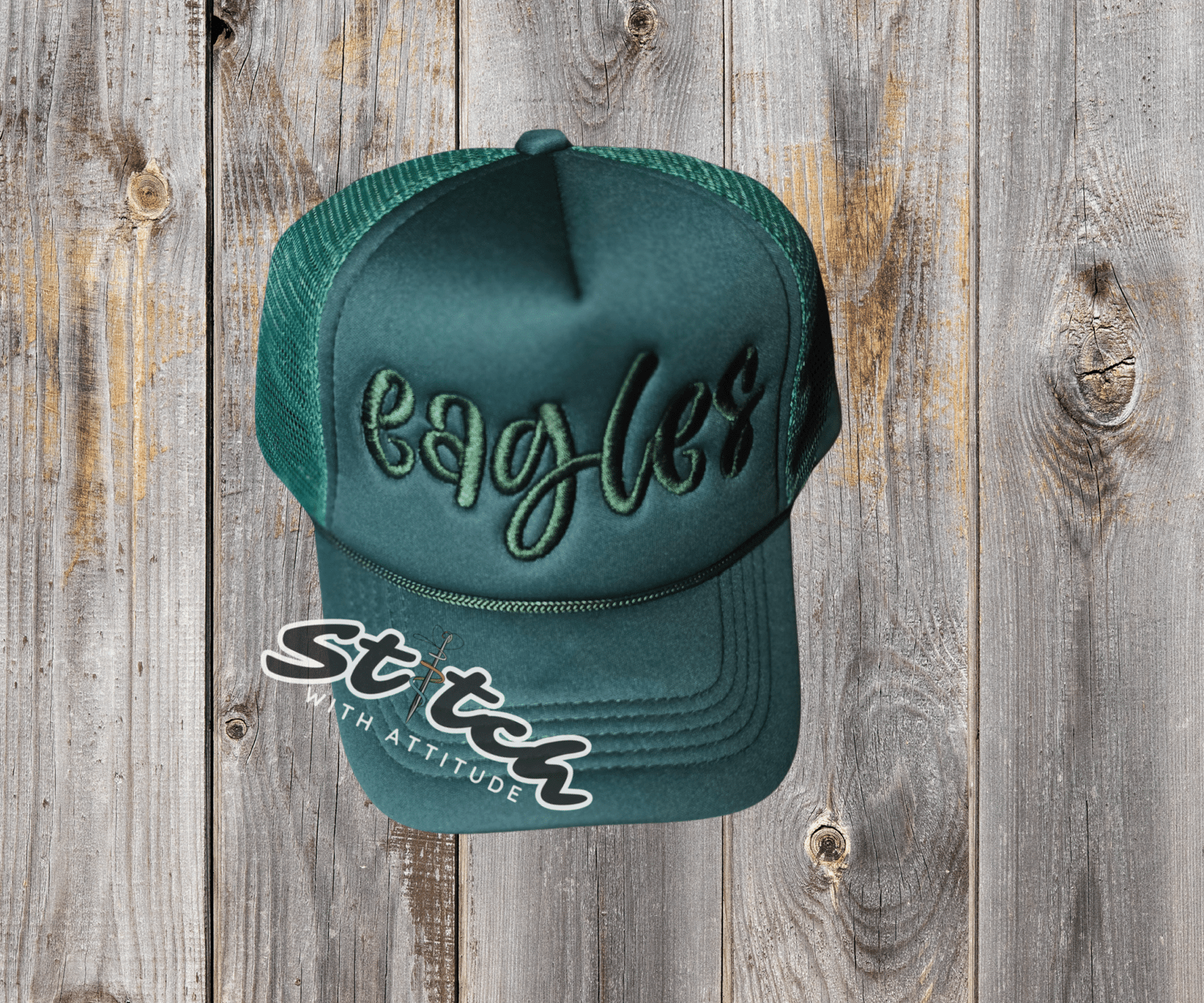 Mascot name foam trucker hat tone on tone Custom Mascot Foam Trucker Hat – Embroidered Logo with Matching Thread – Game Day & School Spirit Hat