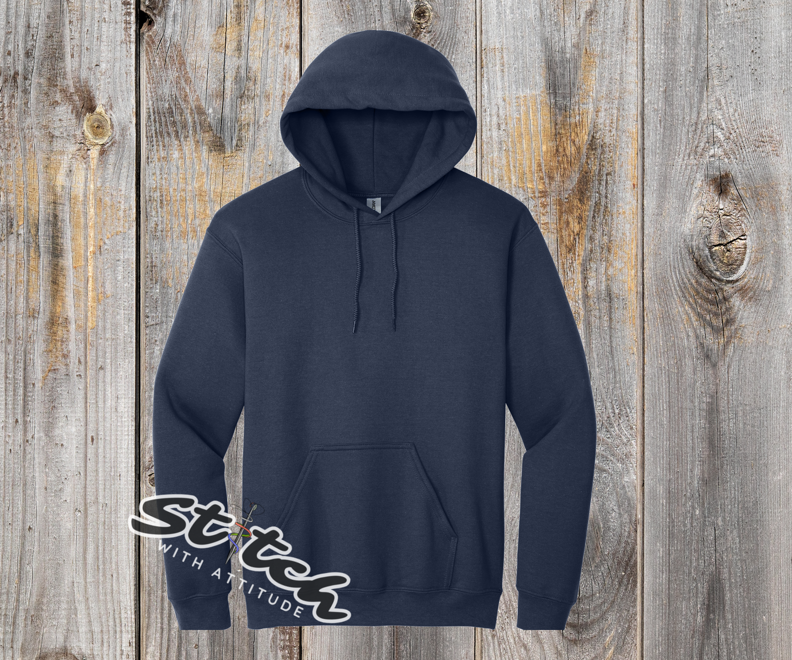 Navy hoodie sweatshirt with puff embroidery of mascot Navy hoodie sweatshirt with puff embroidery of mascot