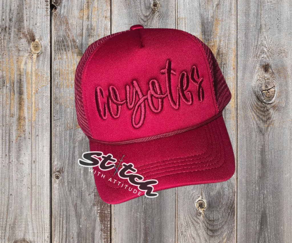 Coyotes Mascot name foam trucker hat tone on tone