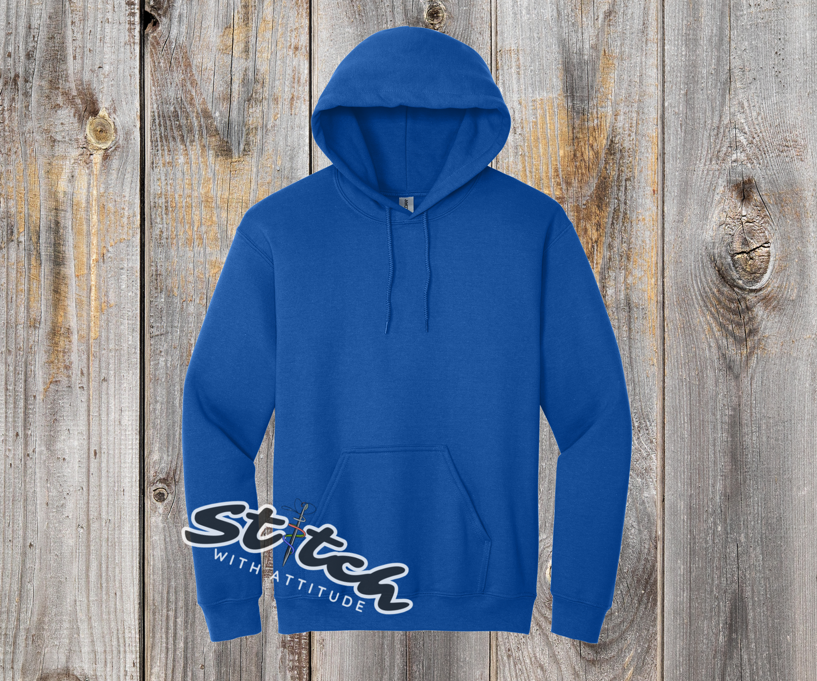 Royal Blue hoodie sweatshirt with puff embroidery of mascot Royal Blue hoodie sweatshirt with puff embroidery of mascot