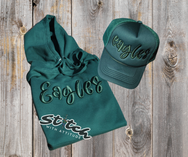 Hoodie and cap combo with mascot name Hoodie and cap combo with mascot name