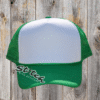 White and kelly green foam trucker hat