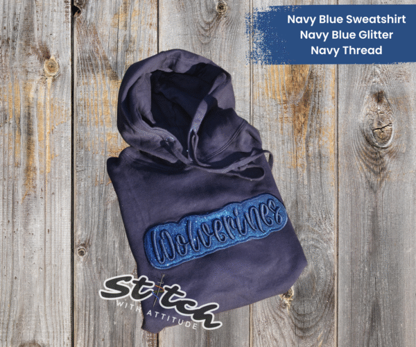 Navy tone on tone glitter embroidery hoodie Navy tone on tone glitter embroidery hoodie
