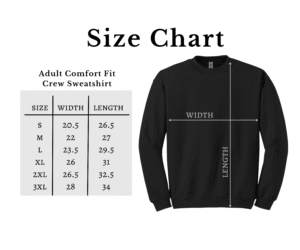 Crewneck size chart