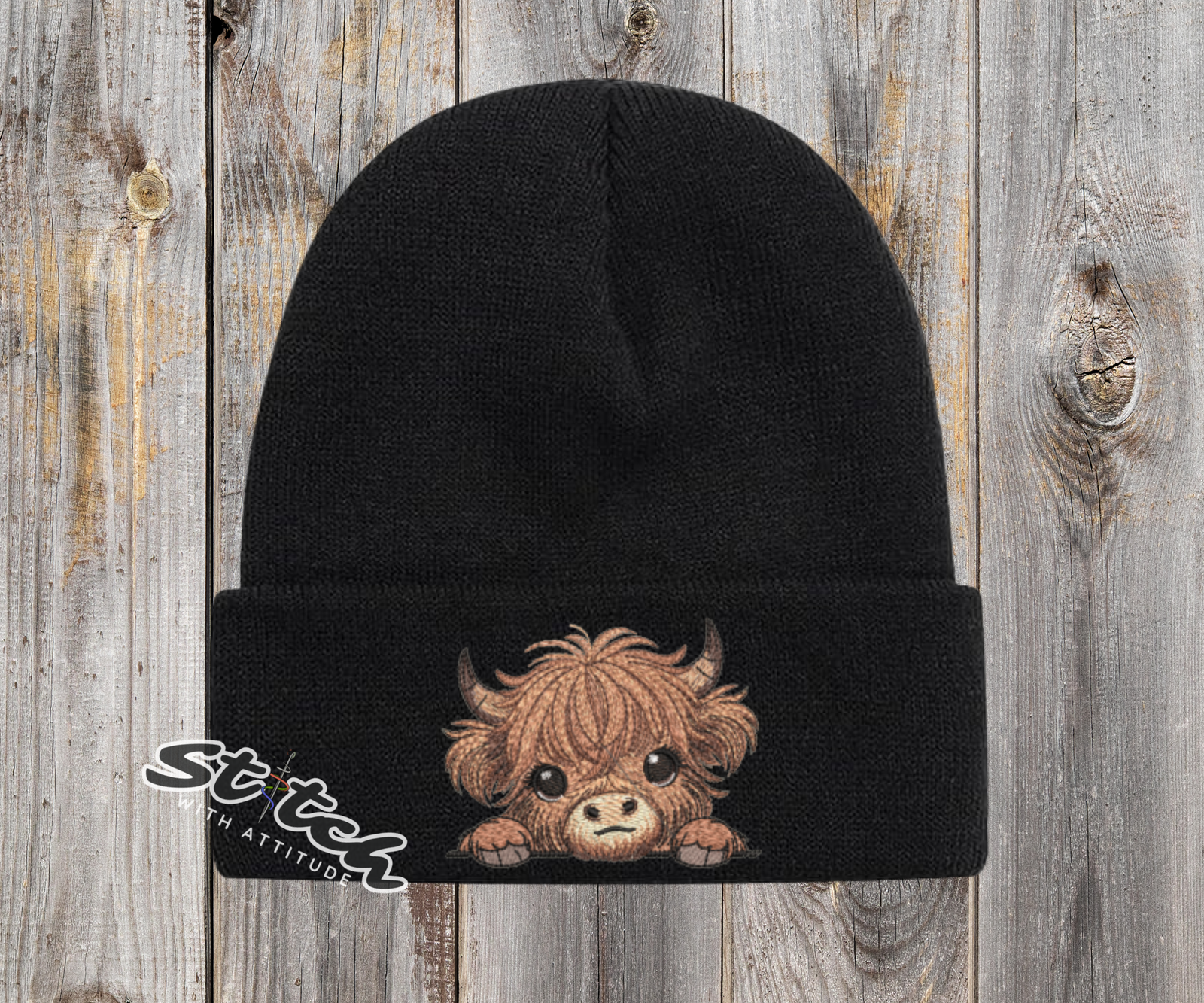 Baby highland cow beanie Baby Highland Cow Embroidered Beanie | Cozy Winter Hat