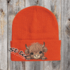 Orange Baby highland cow with beanie