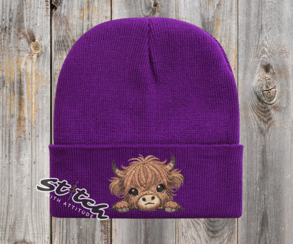 Purple Baby highland cow with beanie Purple Baby highland cow with beanie