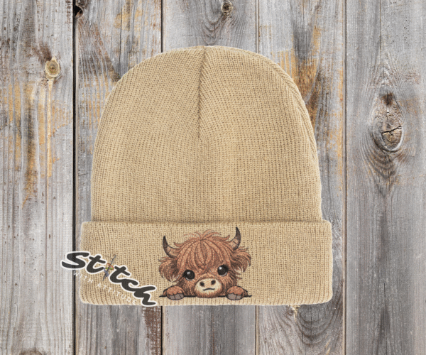 Tan Baby highland cow with beanie Tan Baby highland cow with beanie
