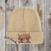 Tan Baby highland cow with beanie