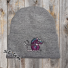 Funny hockey rat embroidered on a gray beanie
