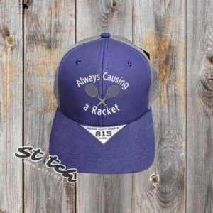 Always causing a racket embroidered hat
