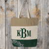 Dark Green tricolor canvas bag with monogram on the front Dark Green tricolor canvas bag with monogram on the front