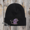 Funny hockey rat embroidered on a black beanie