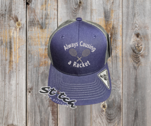 Always causing a racket embroidered hat