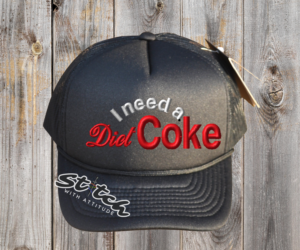 I need a diet soda on an all black hat