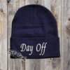 Navy beanie with the embroidery on the front