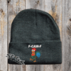 F-caw-F chicken design on a charcoal beanie