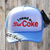 I need a diet soda on a blue and white hat