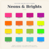Neon and bright embroidery thread color options including fluorescent yellow, pink, orange, and green shades