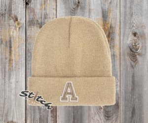 Double Color University Letter tan beanie