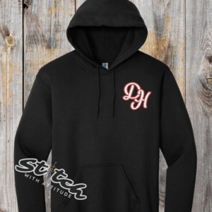 Daddy Hack glitter logo embroidered on a black hoodie sweatshirt Daddy Hack glitter logo embroidered on a black hoodie sweatshirt