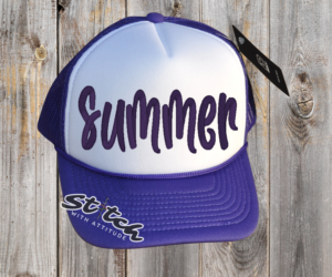 Purple Foam trucker hat with summer embroidered Purple Foam trucker hat with summer embroidered