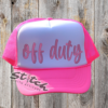 Bright pink Foam trucker hat with off duty embroidered Bright pink Foam trucker hat with off duty embroidered